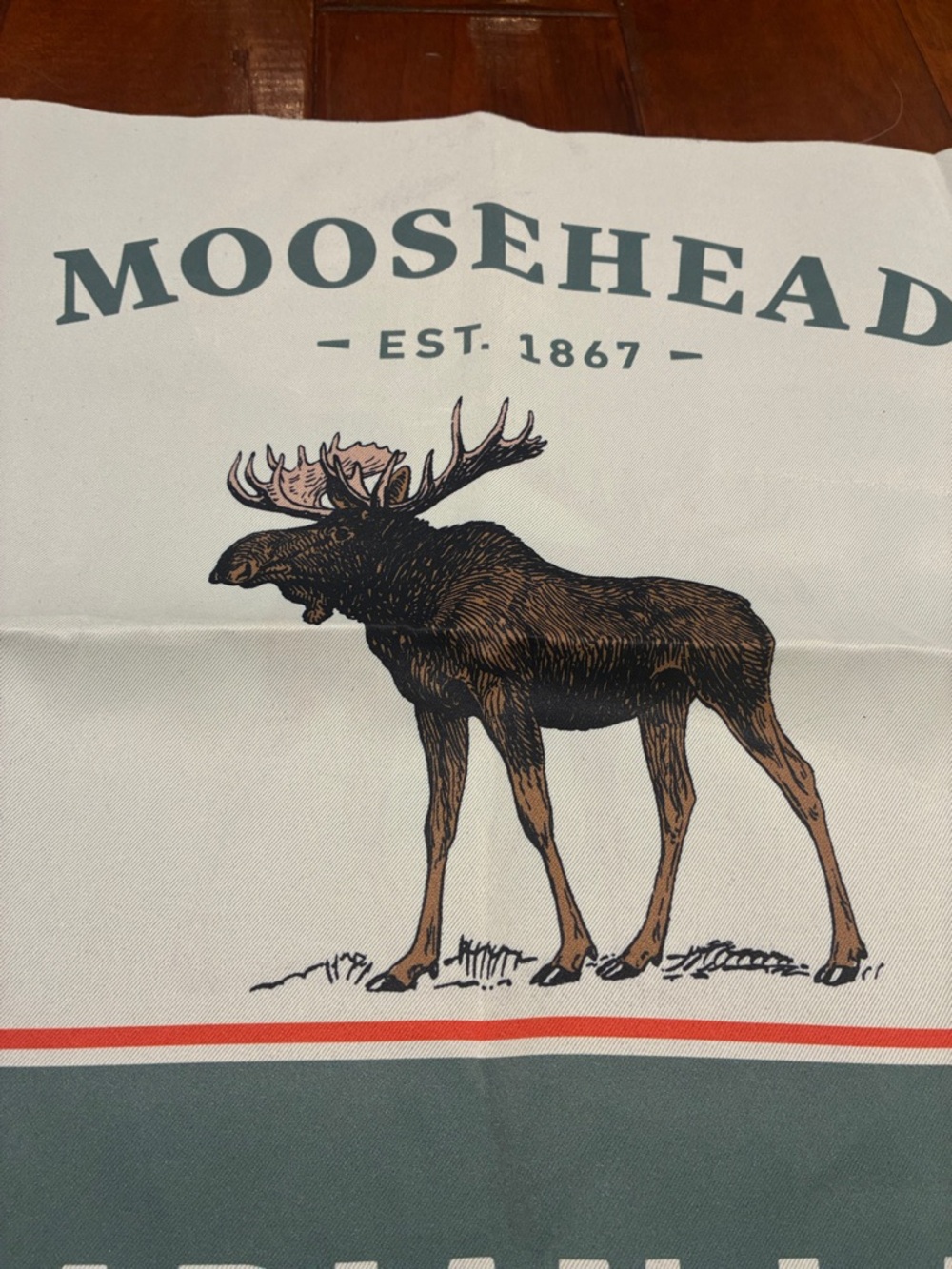 Moosehead Canadian Lager Flag Banner - White & Teal with Moose Graphic
